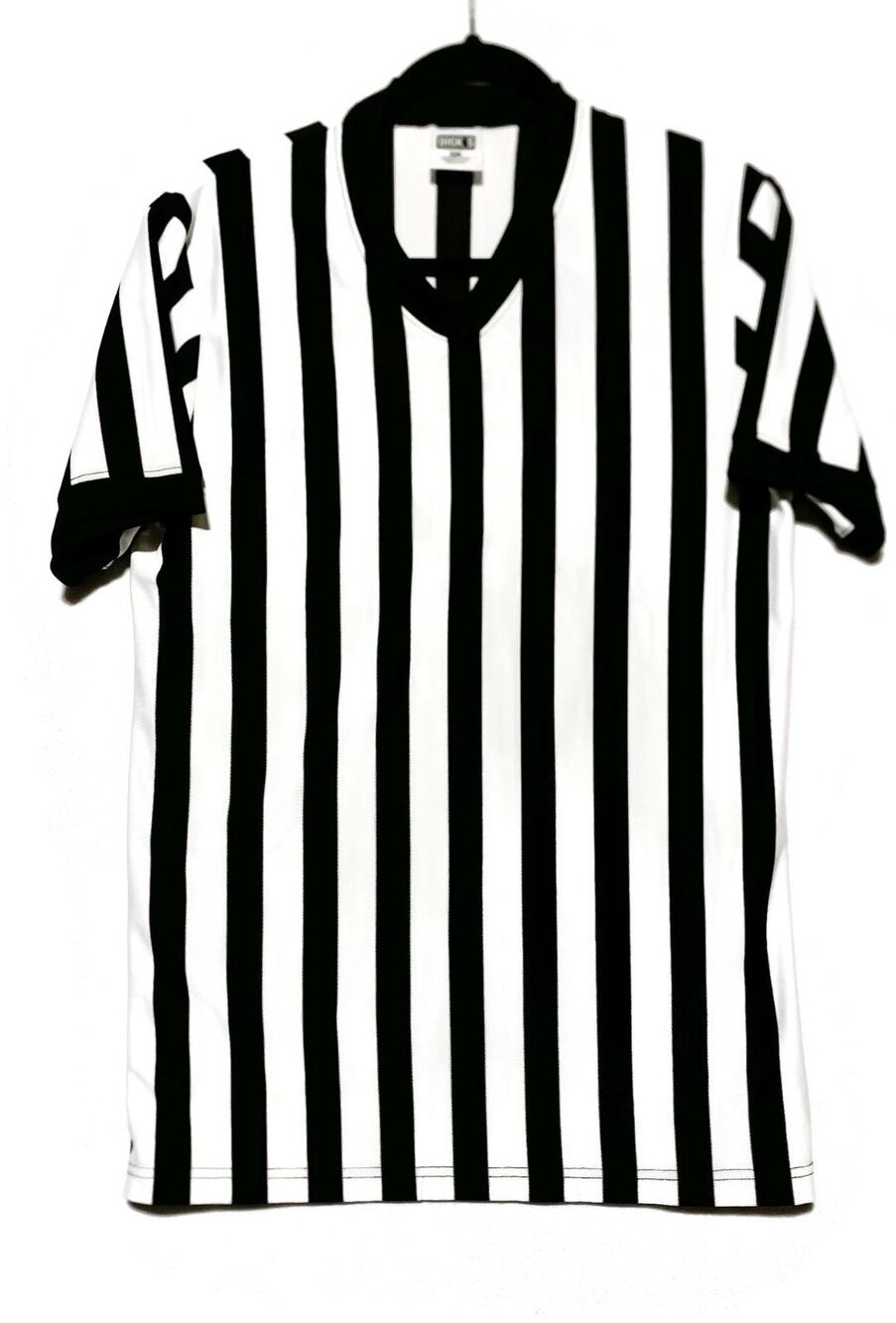 Dick's Sporting Goods Referee Shirt Small Black White Striped Jersey V-Neck